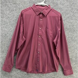 UNTUCKit Mens Large Regular Fit Performance Button Down Shirt Burgundy Stretch
